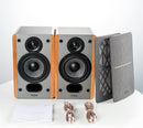 Edifier P12 Passive Bookshelf Speakers - 2-way Speakers with Built-in Wall-Mount Bracket - Wood Color