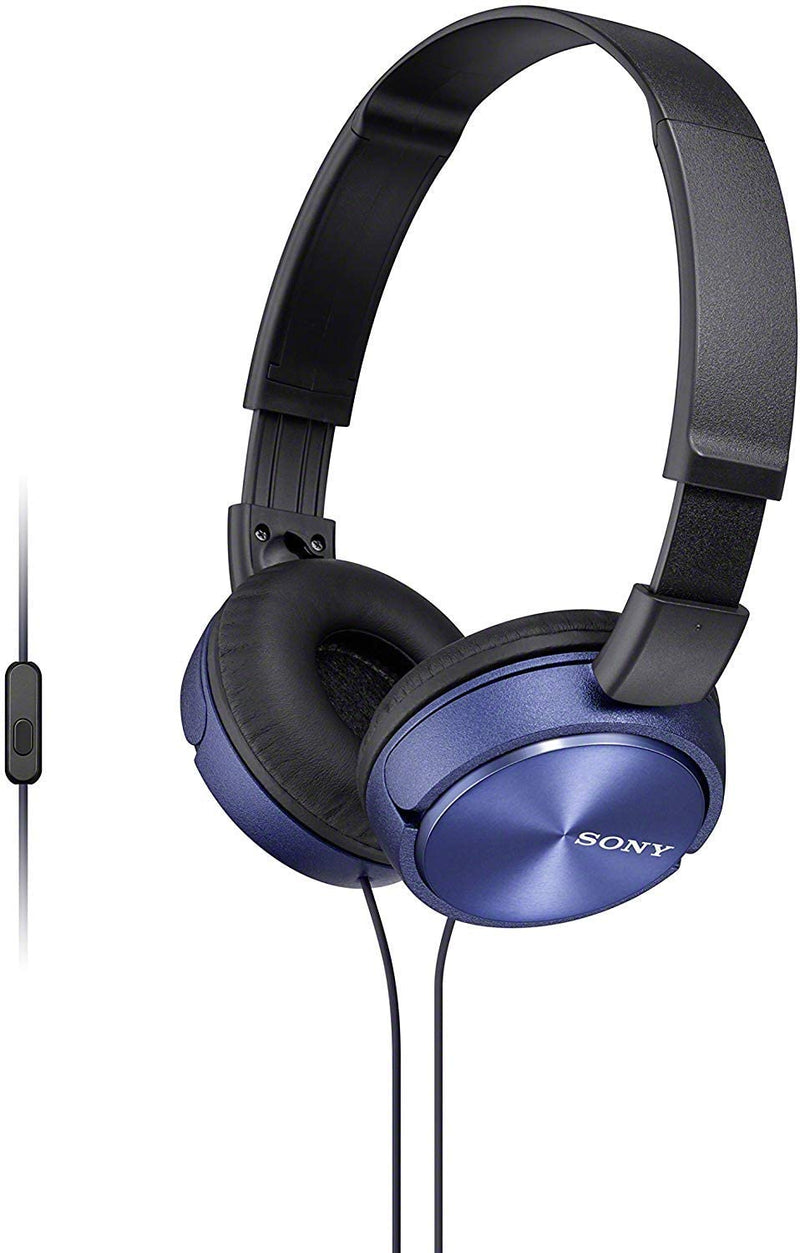 Sony ZX310AP On-Ear Headphones Compatible with Smartphones, Tablets and MP3 Devices - Metallic -Blue