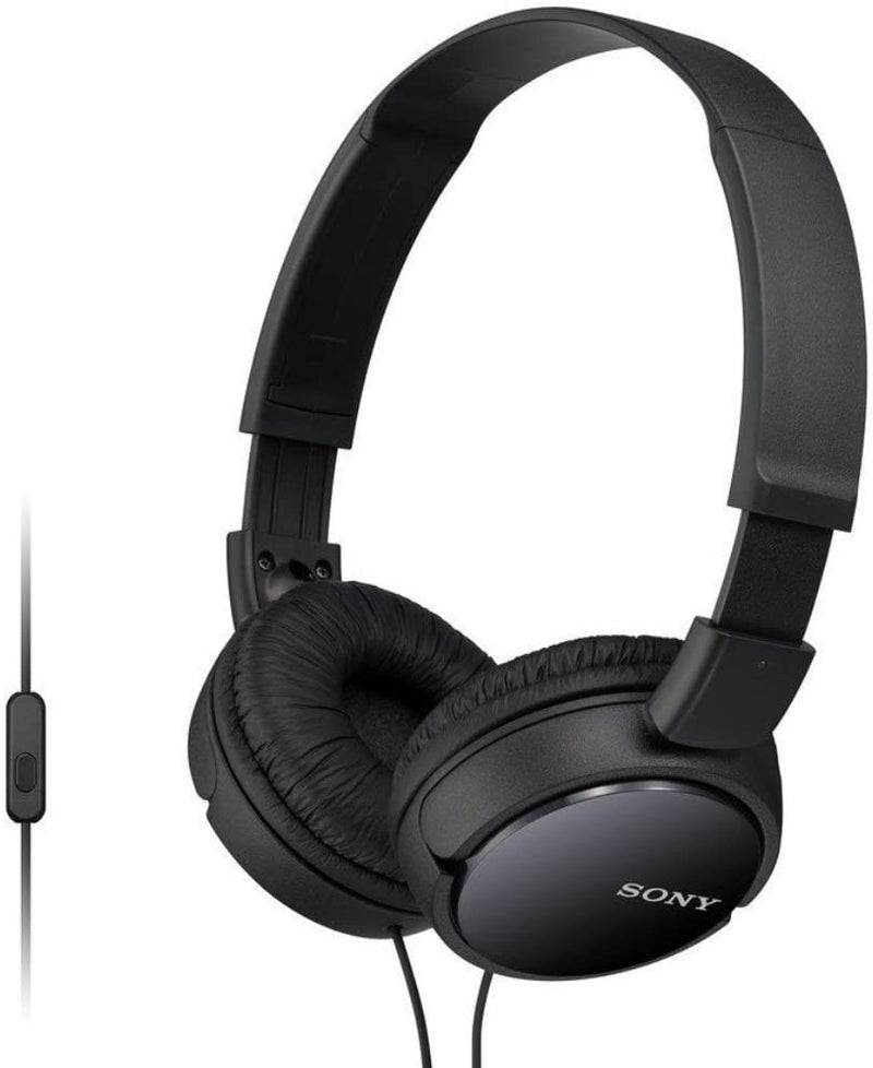 Sony MDR-ZX110AP Extra Bass Wired Headphones with Mic, Smartphone Headset for iPhone & Android with in-Line Remote & Microphone.- Black